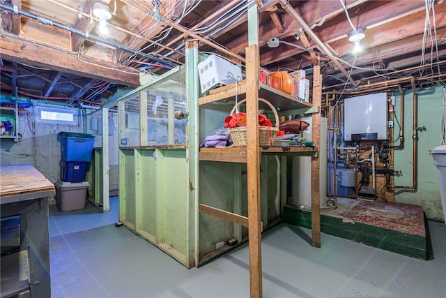 basement with gas water heater