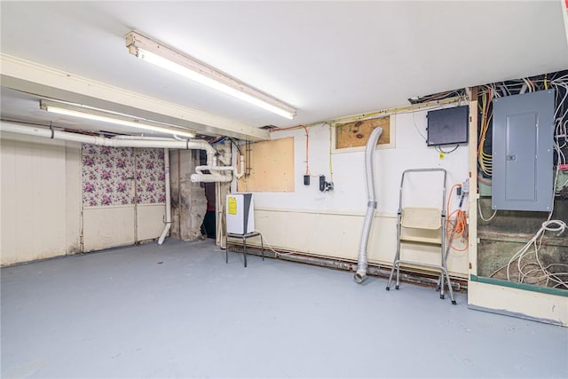 basement with electric panel