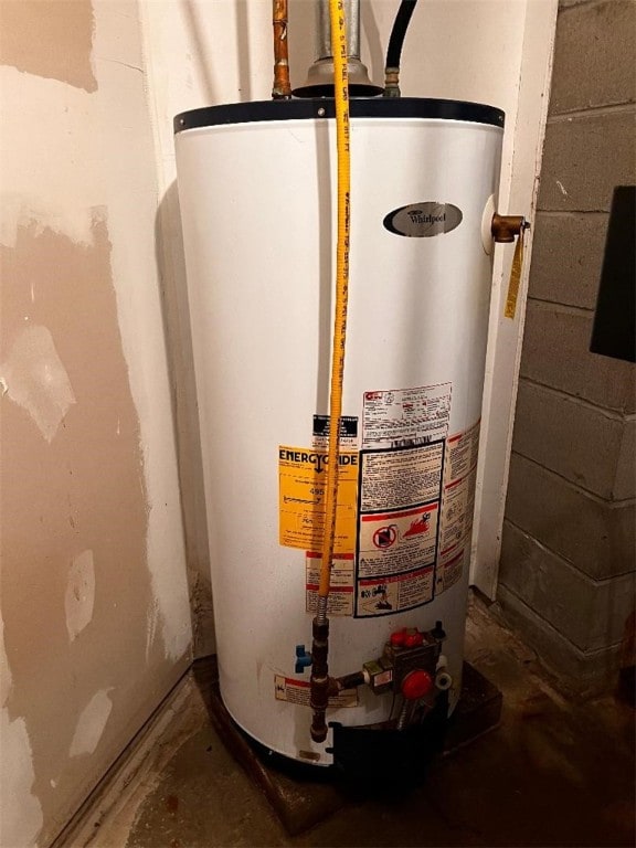 utility room with gas water heater