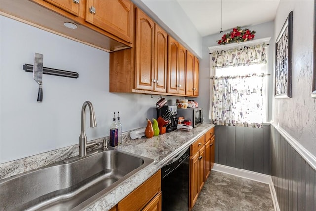 kitchen with black dishwasher and sink