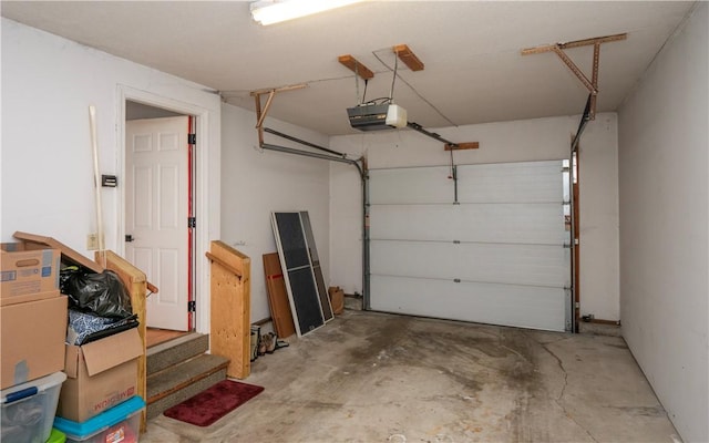 garage with a garage door opener