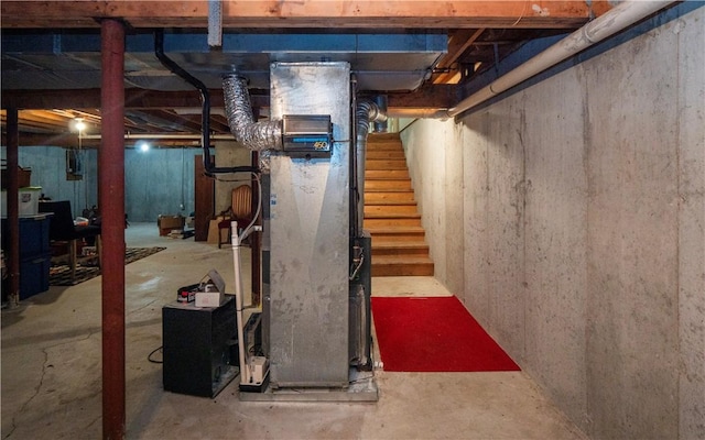 basement with heating unit