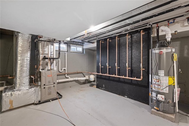 basement with water heater