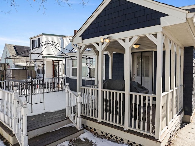 deck featuring a porch