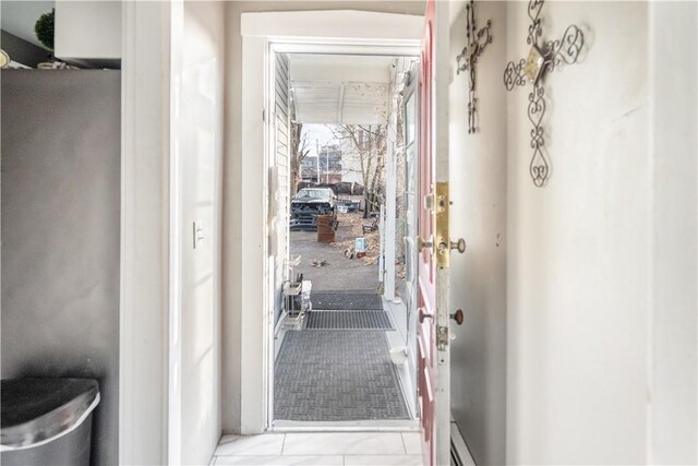 interior space with light tile patterned flooring