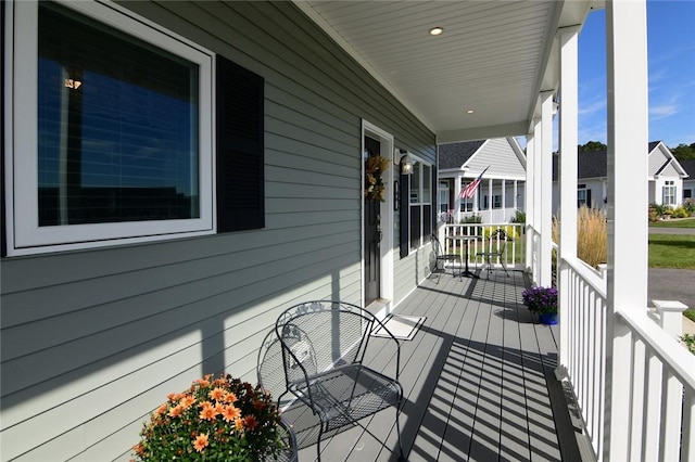 deck featuring covered porch