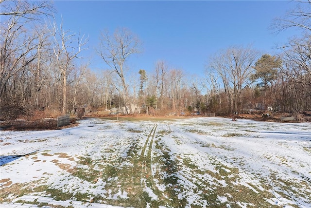 view of yard layered in snow