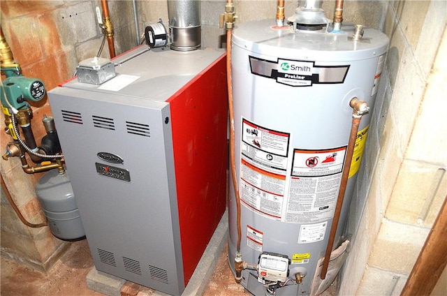 utility room with water heater