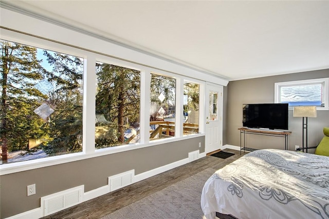 bedroom featuring dark hardwood / wood-style flooring