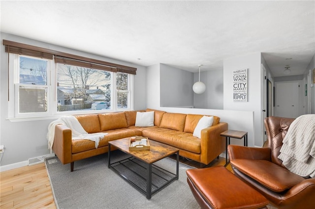 living room featuring light hardwood / wood-style flooring