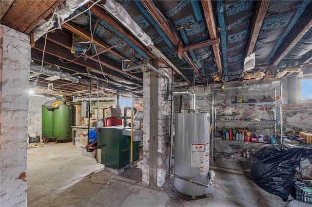 basement with gas water heater