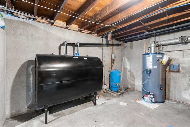 basement featuring water heater