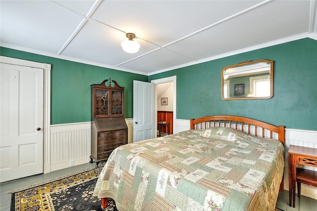 bedroom featuring ornamental molding