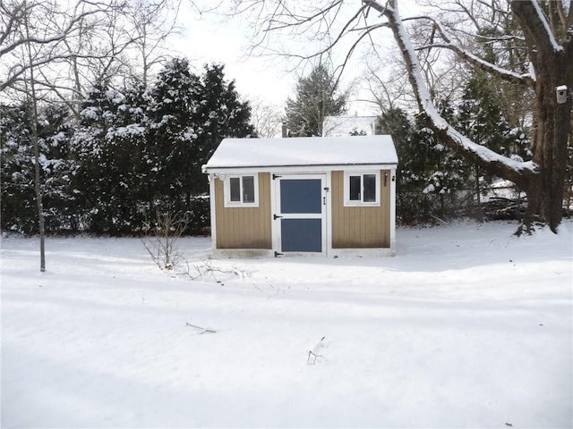 view of snow covered structure