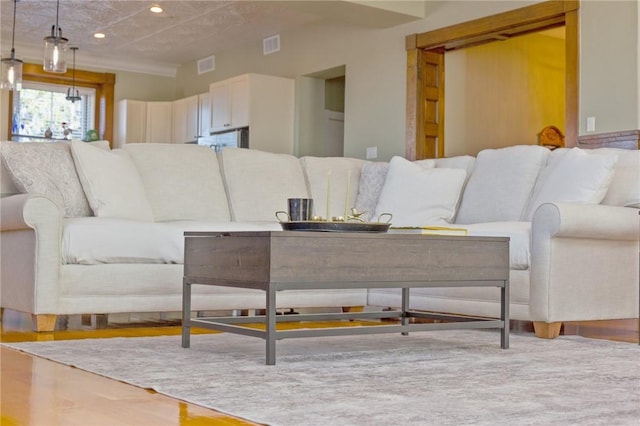 living room with wood-type flooring