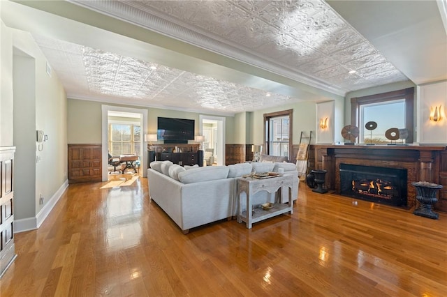 living room with a healthy amount of sunlight and light wood-type flooring