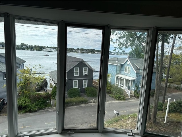 doorway featuring a water view