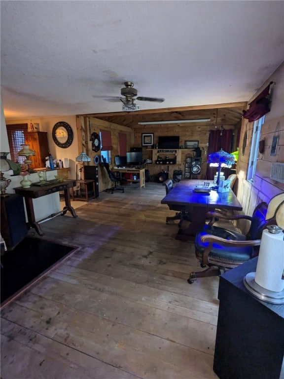 interior space featuring ceiling fan and hardwood / wood-style floors