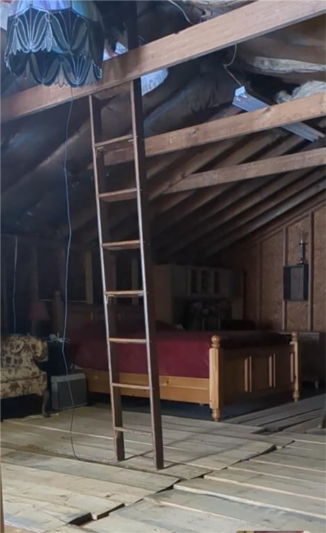 view of unfinished attic