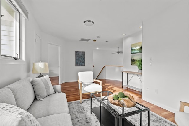 living room with light wood-type flooring