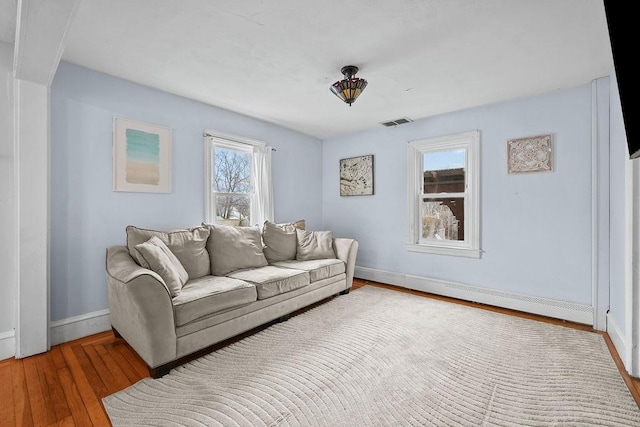 living room with wood-type flooring