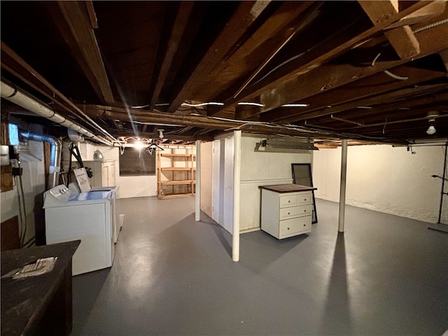 basement with independent washer and dryer