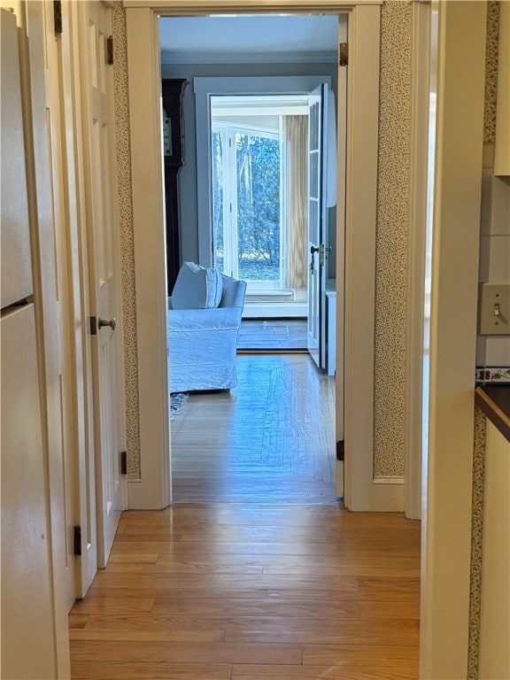 corridor featuring light hardwood / wood-style floors