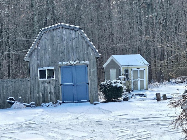 view of snow covered structure