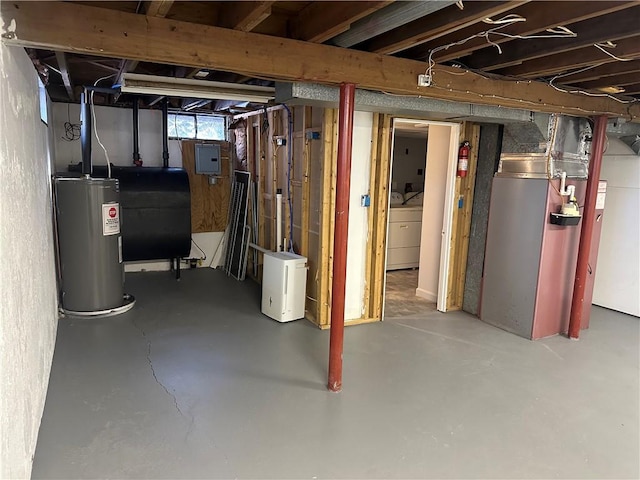 basement with electric water heater