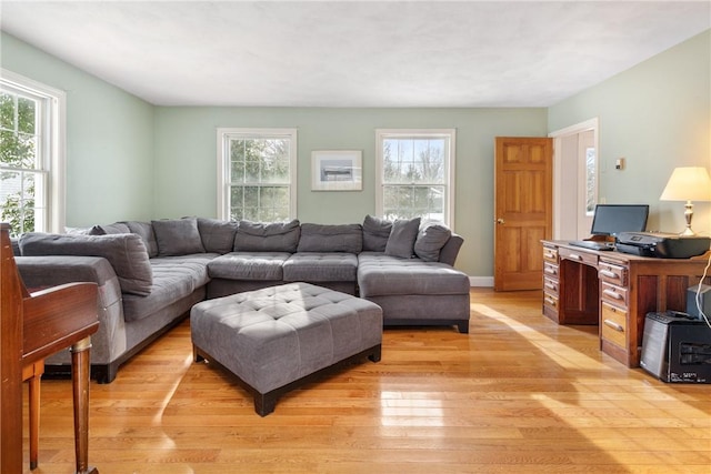 living room featuring light wood-type flooring