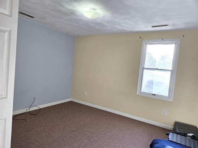 spare room with carpet and a textured ceiling