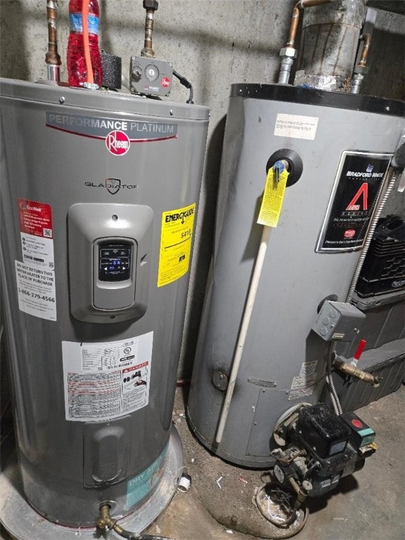 utilities featuring gas water heater and electric water heater