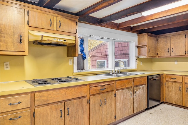 kitchen featuring sink, stovetop, and black dishwasher