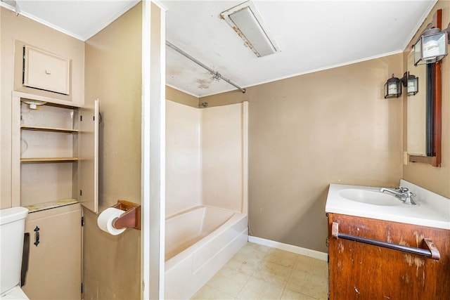 full bathroom with toilet, shower / bathing tub combination, and vanity