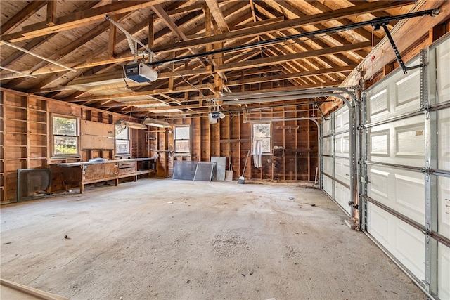 garage with a garage door opener