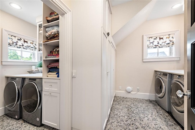 washroom with separate washer and dryer