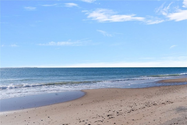 property view of water featuring a beach view