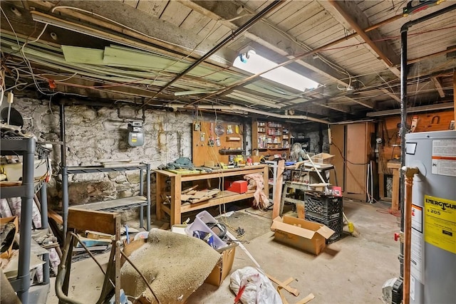 storage room featuring gas water heater