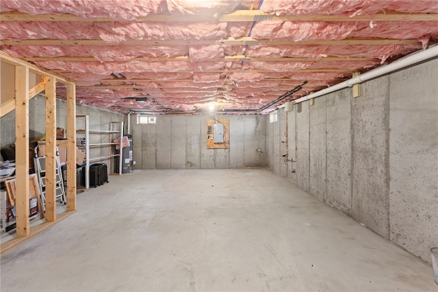 basement with electric panel