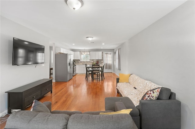 living room with light wood-type flooring