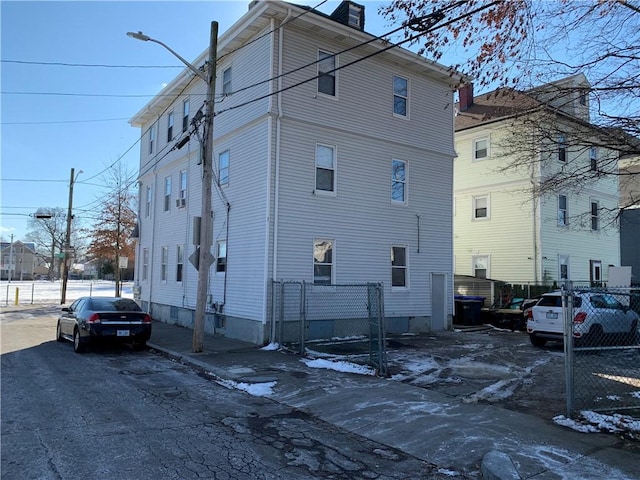 view of snow covered exterior