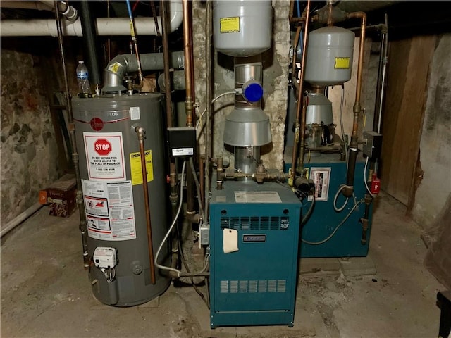 utility room with water heater