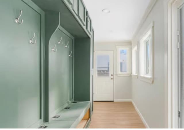 mudroom featuring light hardwood / wood-style flooring