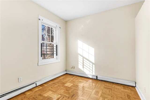 unfurnished room featuring light parquet floors