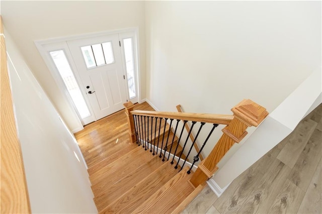 entrance foyer with light wood-type flooring