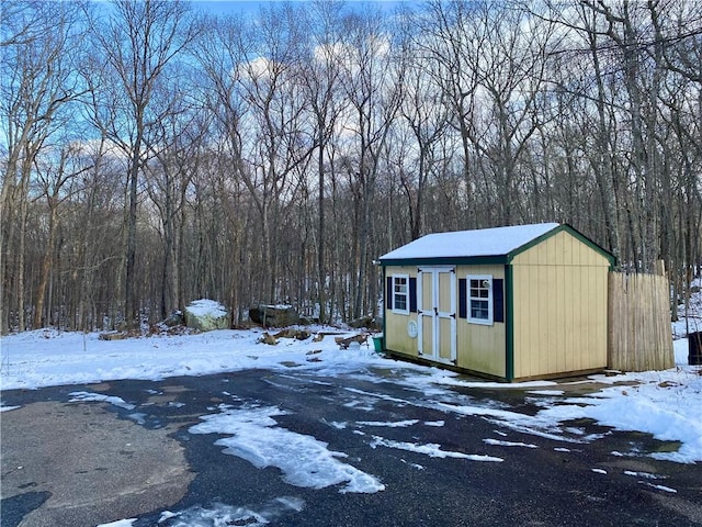 view of snow covered structure