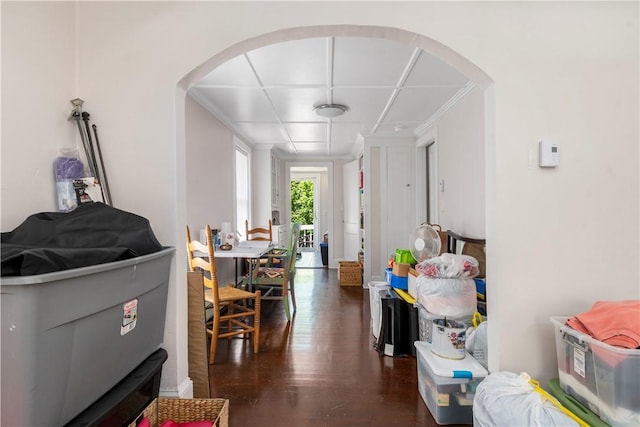 entryway featuring dark wood-type flooring