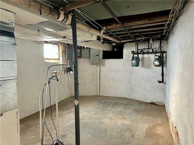 basement with electric panel