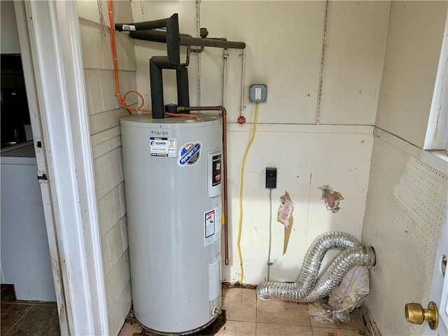 utility room featuring water heater