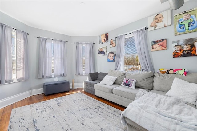 living room with hardwood / wood-style flooring